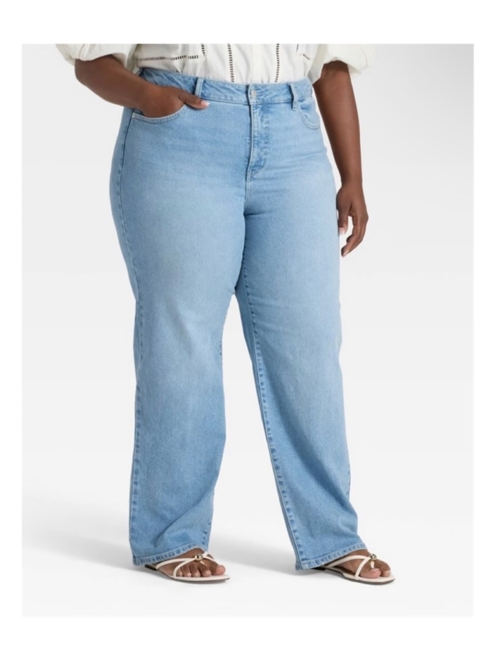 Ava & Viv High-Rise Straight Leg Jeans (Light Wash - Size 17)